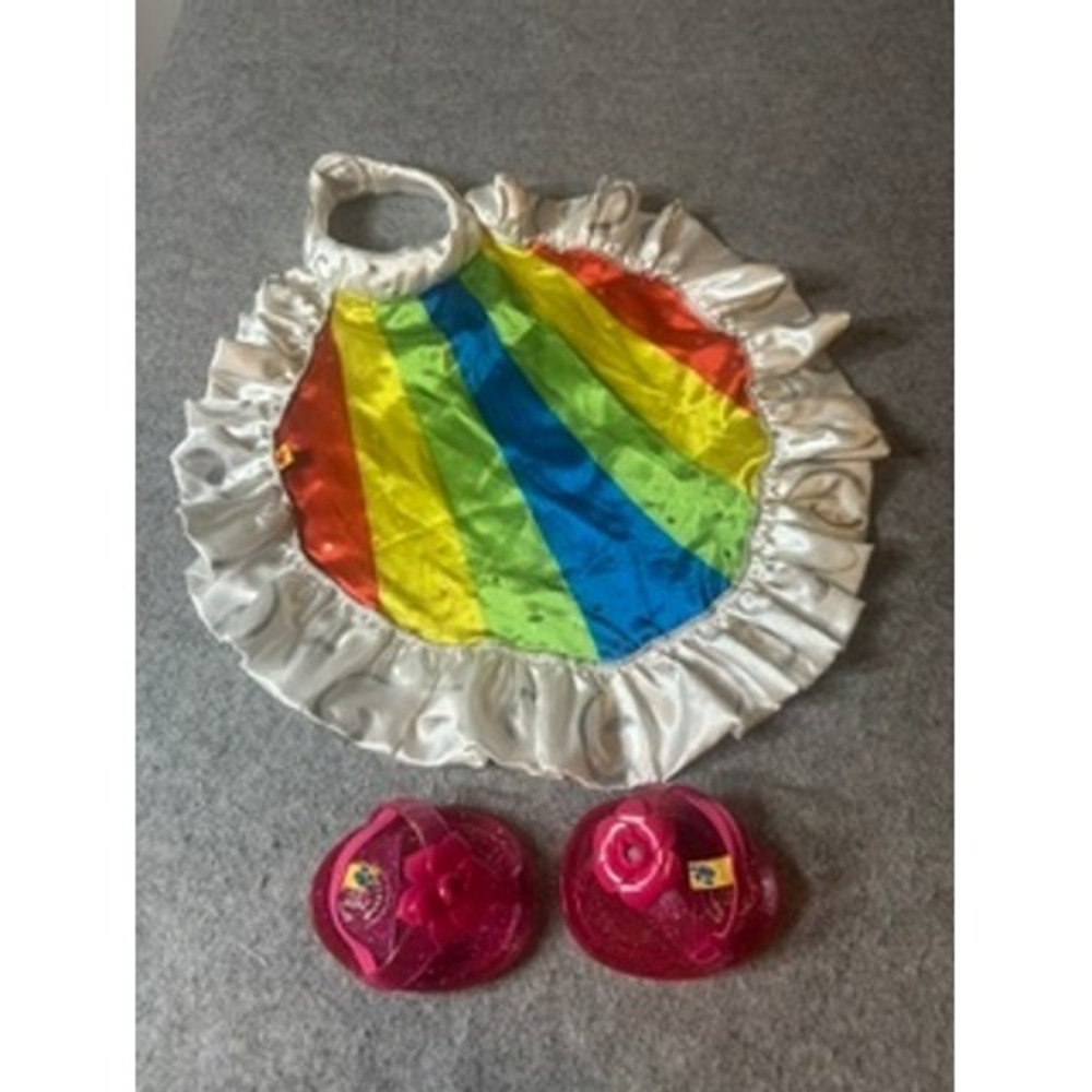 Build-A-Bear Rainbow Ruffle Dress and Pink Glitter Jelly Sandals Set